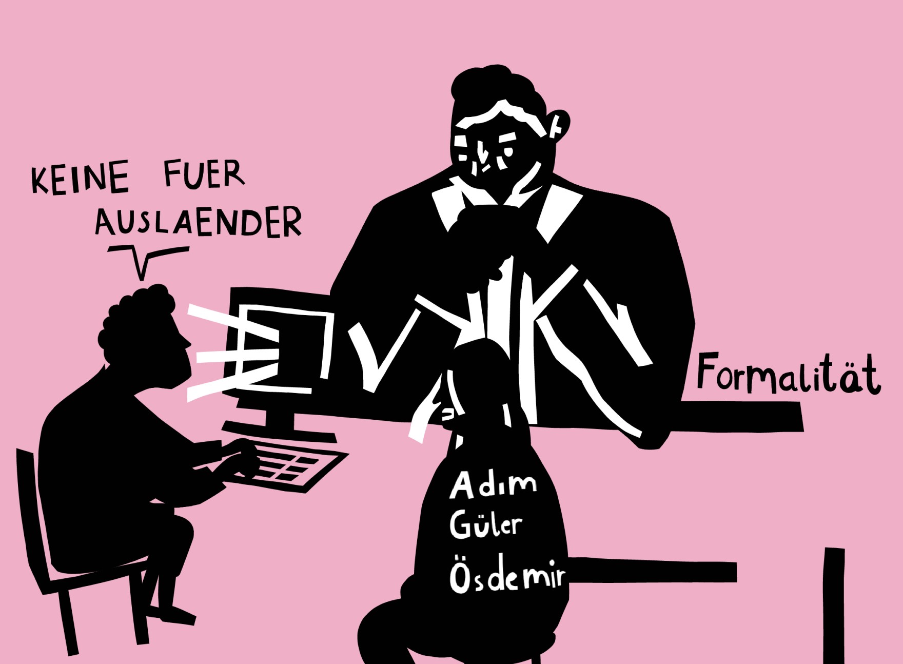 Illustration zur Ausgrenzung von Gastarbeitern nach dem 2.Weltkrieg